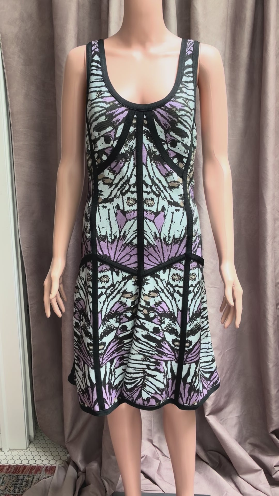 Vintage Y2K Butterfly Wing Bodycon Skater Dress | Cyber-Chic | Pastel Blue & Lilac