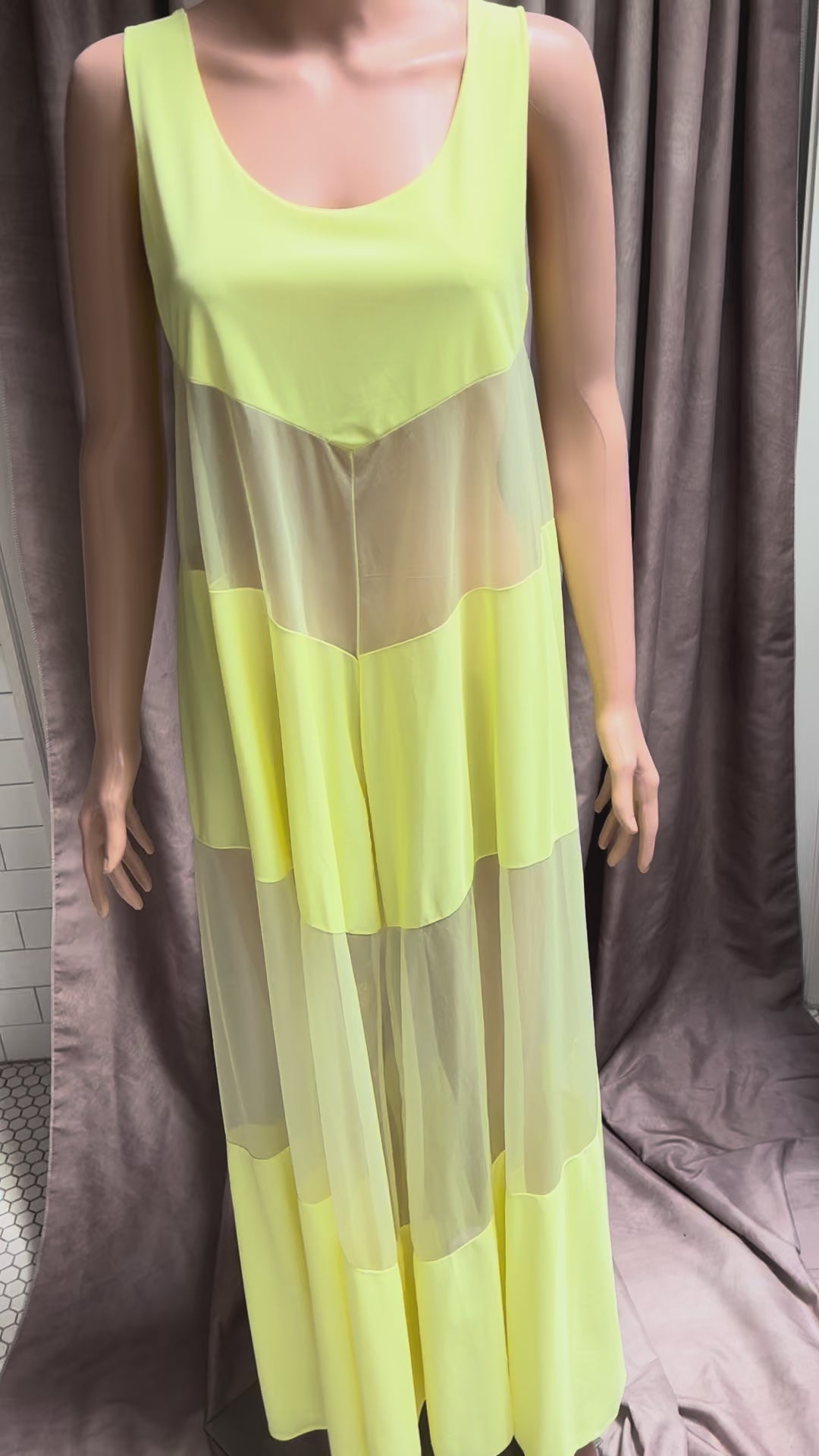 Canary Yellow Chevron Dress | Vintage 70s