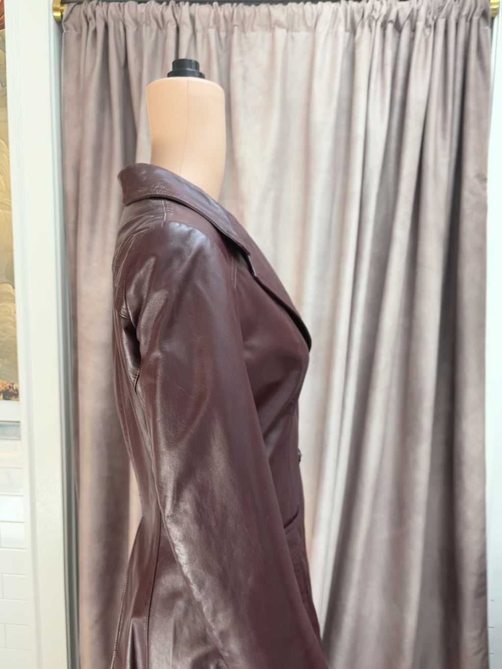 Etienne Aigner Burgundy Leather Blazer