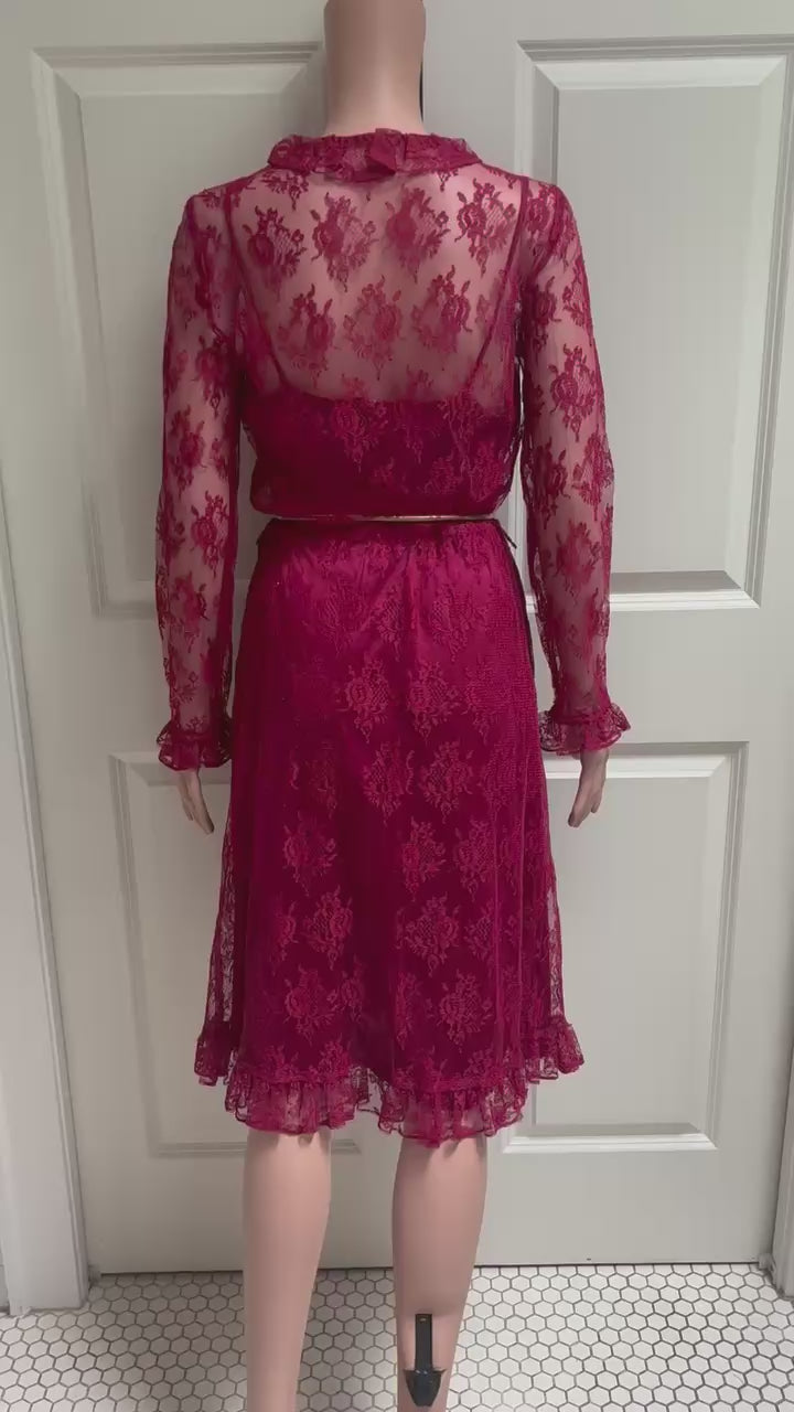 Vintage 80s Slip Dress | Matching Lace Overlay