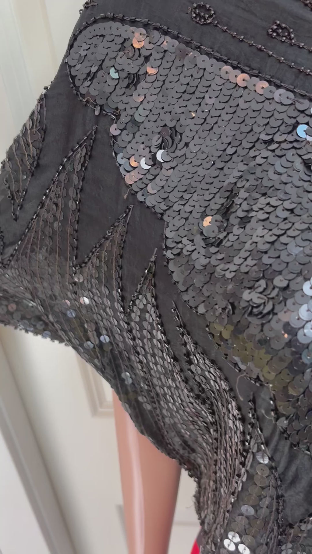 Vintage 70s Black Sequin Butterfly Shirt