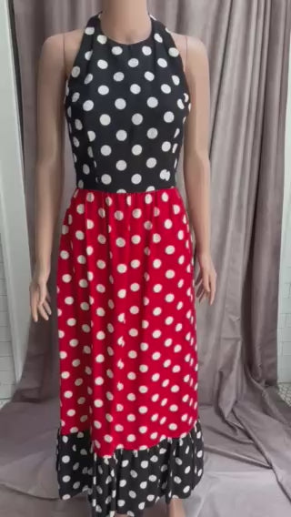 Vintage 60s Red Black + White Polka Dot