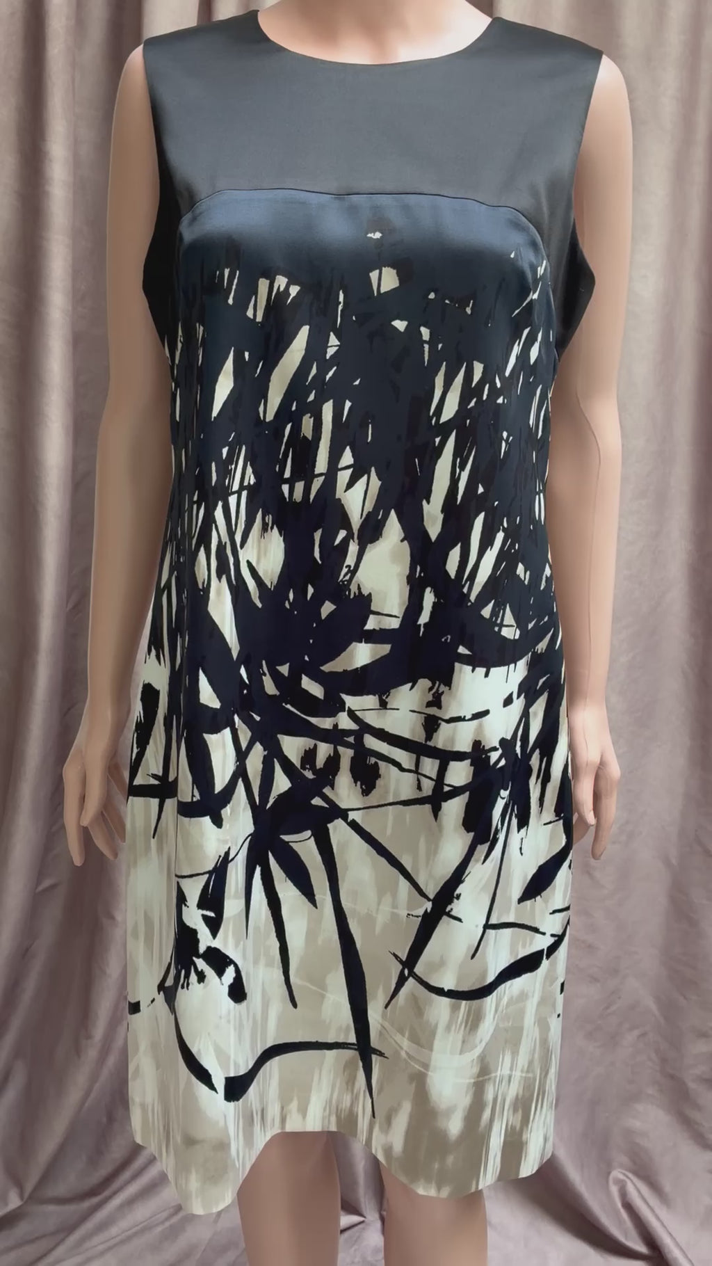 100% Silk Navy Blue Abstract Dress