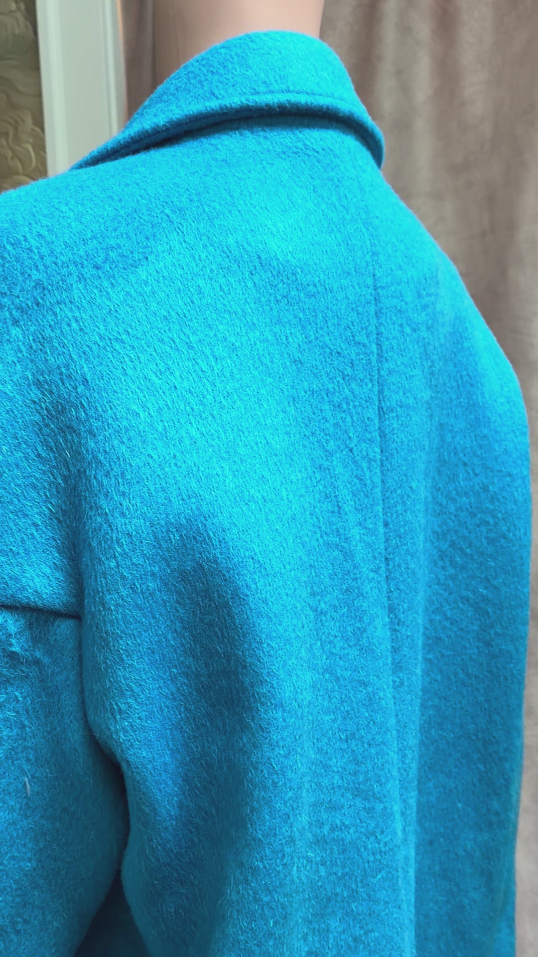 Turquoise Textured Wrap Coat — Size Large
